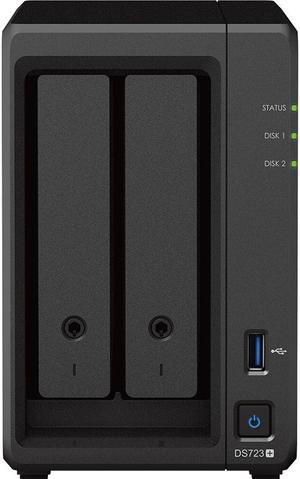 Synology DiskStation DS723+ NAS Server with Ryzen 2.6GHz CPU, 32GB Memory, 16TB SSD Storage, 2TB M.2 NVMe SSD, 2 x 1GbE LAN Ports, DSM Operating System