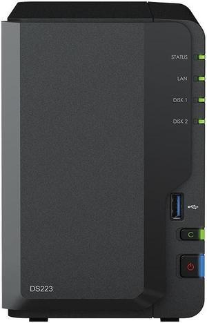 Synology DiskStation DS223 NAS Server with RTD1619B 1.7GHz CPU, 2GB Memory, 44TB HDD Storage, 1 x 1GbE LAN Port, DSM Operating System
