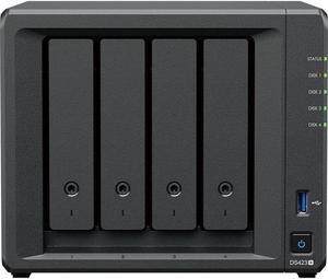 Synology DiskStation DS423+ NAS Server with Celeron 2.0GHz CPU, 6GB Memory, 32TB SSD Storage, 2TB M.2 NVMe SSD, 2 x 1GbE LAN Ports, DSM Operating System
