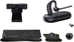 Yealink BH71 Mono Bluetooth Headset with Noise Canceling mic Bundle with Cam 313 2MP Webcam, MK270 Wireless Keyboard and Mouse, Mini Speaker, Gel Wrist & Mouse Pad, Pack of 4