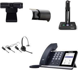 Yealink MP54 MS Teams IP Corded Phone Bundle with Yealink WH63 MS Teams Mono Bluetooth Noise Canceling Mic Headset for Office, Cam 313 2MP Webcam, Pack of 2