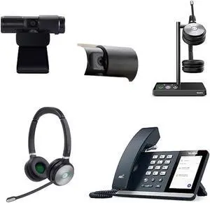 Yealink MP50 MS Teams IP Corded Phone Bundle with WH62 MS Teams Dual Wireless Bluetooth Over Ear Headset for Office, Cam 313 2MP Webcam, Pack of 4