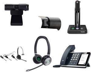 Yealink MP50 MS Teams IP Corded Phone Bundle with Yealink WH63 MS Teams Mono Bluetooth Noise Canceling Mic Headset for Office, Cam 313 2MP Webcam, Pack of 2
