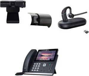 Yealink SIP-T48U IP Corded 7-Inch Color Display Phone Bundle with Yealink BH71 Mono Bluetooth Headset with Noise Canceling mic for Office, Cam 313 2MP Webcam, Pack of 2