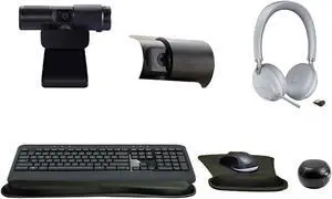 Yealink BH72 White Dual Wireless Bluetooth Stereo Over Ear Headset for Office, Bundle with Cam 313 2MP Webcam, MK540 Wireless Keyboard and Mouse, Gel Mouse & Wrist Pad, Mini Speaker