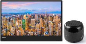 Lenovo ThinkVision M15 15.6" FHD 1080p Portable Travel Monitor Bundle with USB Type-C, Black Marble Micro Bluetooth Speaker with Professional Sound, Built-in Microphone and Remote Shutter for Selfies