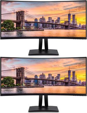 ViewSonic VP3456a 34-inch Curved 2K UWQHD Premium Monitor, 2-PACK bundle with ColorPro, Full Dock, HDMI, DisplayPort, USB Hub, 100W USB-C, Ethernet and Integrated Speakers