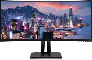 ViewSonic VP3456a 34-inch Curved 2K UWQHD Premium Monitor, with ColorPro, Full Dock, HDMI, DisplayPort, USB Hub, 100W USB-C, Ethernet and Integrated Speakers