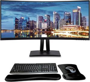ViewSonic VP3456a 34-inch Curved 2K UWQHD Premium Monitor, Full Dock, HDMI, DisplayPort, USB Hub, 100W USB-C, Ethernet, Integrated Speakers, MK270 Wireless Keyboard & Mouse, Gel Mouse & Wrist Pad