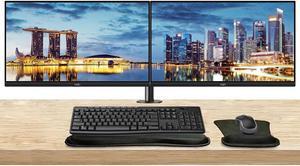 MSI Pro MP245V 24 inch 1080P Full HD 100Hz 1ms LCD Business Monitor, 2-Pack bundle HDMI, VGA, Desk Mount Dual Monitor Stand, MK270 Wireless Keyboard & Mouse, Gel Mouse & Wrist Pad