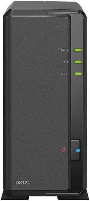 Synology DiskStation DS124 NAS Server with RTD1619B 4-Core 1.7GHz CPU, 1GB Memory, 1TB SSD Storage, 1 x 1GbE LAN Port, DSM Operating System