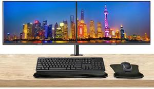 Asus VA24EHE 24-inch 1080p FHD LCD Frameless Monitor, 2-Pack, HDMI, DVI-D, VGA, Low Blue Light, Desk Mount Dual Monitor Stand, MK270 Wireless Keyboard & Mouse, Gel Mouse & Wrist Pad