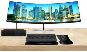 HP Workstation Bundle Z2 SFF G9 i7, 16GB RAM, 512GB SSD, Windows 11 Pro, EliteDisplay E45c G5 45 Curved DQHD Monitor and MK650 Wireless Keyboard & Mouse with Gel Pad