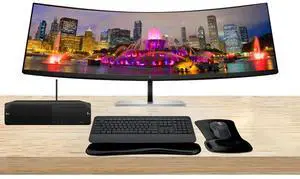 HP Workstation Bundle Z2 SFF G9 i7, 64GB RAM, 1TB SSD, Windows 11 Pro, EliteDisplay E45c G5 45 Curved DQHD Monitor and MK650 Wireless Keyboard & Mouse with Gel Pad
