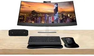 HP Workstation Bundle Z2 Mini G9 i7, 16GB RAM, 512GB SSD, Windows 11 Pro, EliteDisplay E34m 34 Curved 2K WQHD Monitor and MK650 Wireless Keyboard & Mouse with Gel Mouse & Wrist Pad