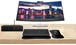 HP Workstation Bundle Z2 SFF G9 i7, 16GB RAM, 512GB SSD, Windows 11 Pro, EliteDisplay E34m 34 Curved 2K WQHD Monitor and MK650 Wireless Keyboard & Mouse with Gel Pad
