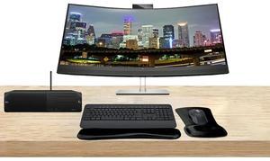 HP Workstation Bundle Z2 SFF G9 i7, 64GB RAM, 1TB SSD, Windows 11 Pro, EliteDisplay E34m 34 Curved 2K WQHD Monitor and MK650 Wireless Keyboard & Mouse with Gel Pad