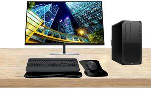 HP Workstation Bundle Z2 G9 Tower i7k, 64GB RAM, 1TB SSD, Windows 11 Pro, RTX A4000 16GB, Dual EliteDisplay E32k G5 32-inch 4K Monitor, T2U Plus WiFi, MK650 Wireless Keyboard & Mouse, Gel Pad