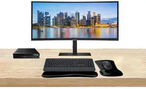 Lenovo ThinkStation P3 Tiny i7, 32GB RAM, 512GB SSD, T400 4GB DDR6 Graphics Bundled with ViewFinity S95UC 49 Curved Dual 2K, MK650 Wireless Keyboard & Mouse, Gel Mouse & Wrist Pad