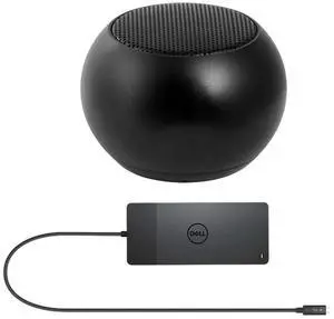 Dell WD22TB4 Thunderbolt Dock Workstation 130W Quad 4K Support, HDMI, USB-C, DisplayPort and USB Hub Bundled with Bluetooth Mini U Speaker with Built-in Mic, 4 Hour Playback