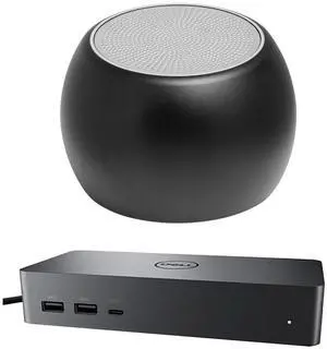 Dell UD22 Universal Dock 96W Quad 4K Support, HDMI, USB-C, DisplayPort USB Hub and Ethernet Bundled with Bluetooth Boost U Speaker with Built-in Mic, 5 Hour Playback