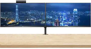 HP Series 5 Pro 27-inch 527pm 2K QHD 1440P Conferencing Monitor, 2-Pack bundled with builtin Webcam and Mic, HDMI, DisplayPort, USB Hub and Desk Mount Dual Monitor Stand