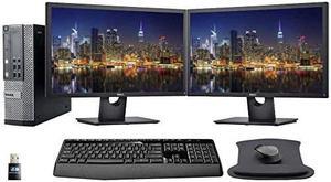 Dell Optiplex 7010 Desktop Business PC Bundle with i7-3770, 16GB DDR3, 1TB SSD, Windows 10 Pro, 2 x 24 inch Monitors with Monitor Stand, WiFi, Wireless Keyboard and Mouse, Gel Mousepad