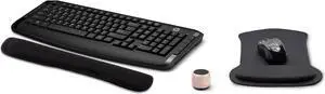 HP Wireless Keyboard and Mouse 300 PC Accessories Bundle with Waverest Gel Pads and Micro Bluetooth Speaker with Professional Sound, Built-In Mic and Remote Selfie Shutter