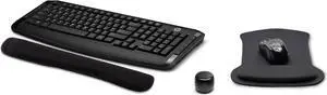 HP Wireless Keyboard and Mouse 300 PC Accessories Bundle with Waverest Gel Pads and Micro Bluetooth Speaker with Professional Sound, Built-In Mic and Remote Selfie Shutter