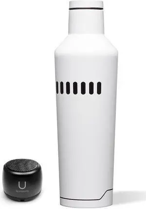 U Speakers Micro Portable Wireless Bluetooth Speaker with Mic and Selfie Remote Control Black Active Lifestyle Travel Bundle with Insulated Galaxy Far Away Trendy 16 oz. Canteen Bottle White