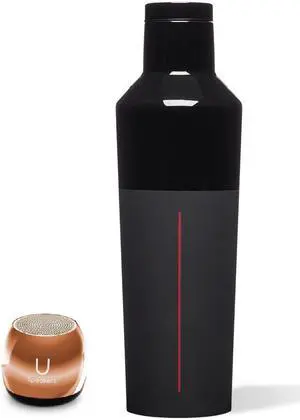 U Speakers Micro Portable Wireless Bluetooth Speaker with Mic & Selfie Remote Control Rose Gold Mirror Active Lifestyle Travel Bundle with Insulated Galaxy Far Away Trendy 16 oz. Canteen Bottle Black
