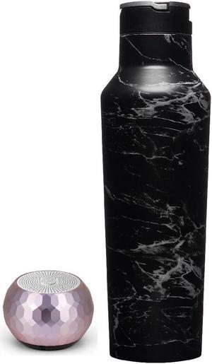 U Speakers Mini Glam Portable Wireless Bluetooth Speaker with Magnetic Base, Mic & Selfie Remote Control Lilac Active Chic Lifestyle Bundle with Insulated Sport 20 oz. Straw Canteen Bottle Black