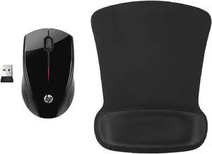 HP Wireless Mouse X3000 G2 in Black Travel-Friendly Modern Home Office Bundle with Coordinating Gel Mouse Pad in Black