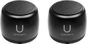 Fashionit U Speakers Micro Bluetooth Computer Speaker 2-Pack Bundle with Matching Speaker, Built-In Mic & Selfie Remote Control, for Workspace, Desktop, Laptop, Mobile, Tablet, PC - Black