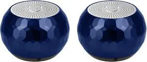 Fashionit U Speakers Mini Bluetooth Computer Speaker 2-Pack Bundle with Matching Speaker, Built-In Mic & Selfie Remote Control, for Workspace, Desktop, Laptop, Mobile, Tablet, PC - Glam Midnight Blue