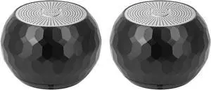 Fashionit U Speakers Mini Bluetooth Computer Speaker 2-Pack Bundle with Matching Speaker, Built-In Mic & Selfie Remote Control, for Workspace, Desktop, Laptop, Mobile, Tablet, PC - Glam Black