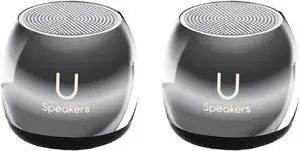 Fashionit U Speakers Micro Bluetooth Computer Speaker 2-Pack Bundle with Matching Speaker, Built-In Mic & Selfie Remote Control, for Workspace, Desktop, Laptop, Mobile, Tablet, PC - Mirror Hematite