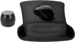 Fashionit U Speakers Bluetooth Micro Speaker Travel Home Office Bundle with Black Wireless Mouse X3000 G2, & Coordinating Gel Mouse Pad, for Modern Workspace - Glam Black