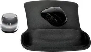 Fashionit U Speakers Bluetooth Micro Speaker Travel Home Office Bundle with Black Wireless Mouse X3000 G2, & Coordinating Gel Mouse Pad, for Modern Workspace - Mirror Hematite