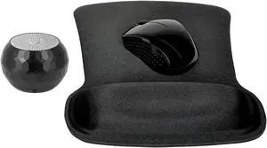 Fashionit U Speakers Bluetooth Mini Speaker Travel Home Office Bundle with Black Wireless Mouse X3000 G2, & Coordinating Gel Mouse Pad, for Modern Workspace - Glam Black