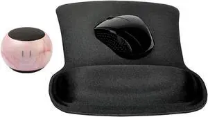 Fashionit U Speakers Bluetooth Mini Speaker Travel Home Office Bundle with Black Wireless Mouse X3000 G2, & Coordinating Gel Mouse Pad, for Modern Workspace - Pink Marble