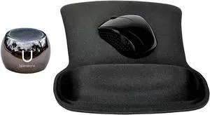 Fashionit U Speakers Bluetooth Boost Speaker Travel Home Office Bundle with Black Wireless Mouse X3000 G2, & Coordinating Gel Mouse Pad, for Modern Workspace - Mirror Hematite
