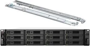 Synology RackStation RS3621RPxs NAS Server with Xeon 2.2GHz CPU, 64GB Memory, 216TB HDD Storage, 4 x 1GbE LAN Ports, Redundant Power, DSM Operating System Bundle with Rail kit