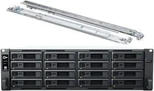 Synology RackStation RS2821RP+ NAS Server with Ryzen 2.2GHz CPU, 32GB Memory, 192TB HDD Storage, 4 x 1GbE LAN Ports, Redundant Power, DSM Operating System Bundle with Rail kit