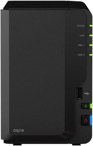 Synology DiskStation DS218 NAS Server with RTD1296 1.4GHz CPU, 2GB Memory, 32TB HDD Storage, 1 x 1GbE LAN Port, DSM Operating System