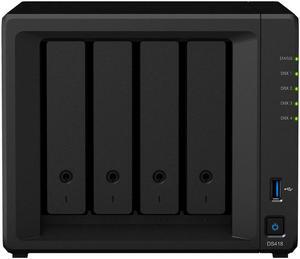 Synology DiskStation DS418 NAS Server with RTD1296 1.4GHz CPU, 2GB Memory, 40TB HDD Storage, 2 x 1GbE LAN Ports, DSM Operating System