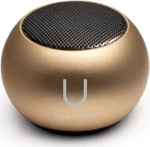 Fashionit U Speakers Mini Portable Wireless Bluetooth Speaker with a Magnetic Base, Mic & Selfie Remote Control - Ideal for Active Lifestyle, Travel, Home, & Office - Gold