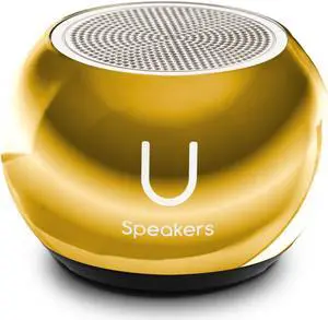 Fashionit U Speakers Mini Mirror Portable Wireless Bluetooth Speaker with Magnetic Base, Mic & Selfie Remote Control - Ideal for Active Lifestyle, Travel, Home, & Office - Mirror Gold