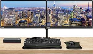 Lenovo ThinkVision S22e1920 x 1080 LED Backlit Full HD LCD Monitor, 2-Pack Bundle with HDMI, VGA, Dual Monitor Stand, ThinkPad Universal USB-C Dock, MK550 Wireless Keyboard & Mouse, Mouse & Wrist Pad