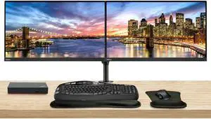 Lenovo ThinkVision E27q 2560 x 1440 LED QHD LCD Monitor, 2-Pack Bundle with HDMI, DisplayPort, Speakers, Dual Monitor Stand, ThinkPad USB-C Dock, MK670 Wireless Keyboard & Mouse, Mouse & Wrist Pad